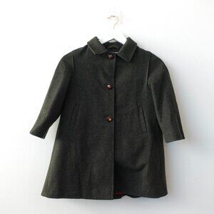 Wool Coat Girls 26 Wool Alpaca Italian Jacket 14 Dark Green Forest MERLET Italy